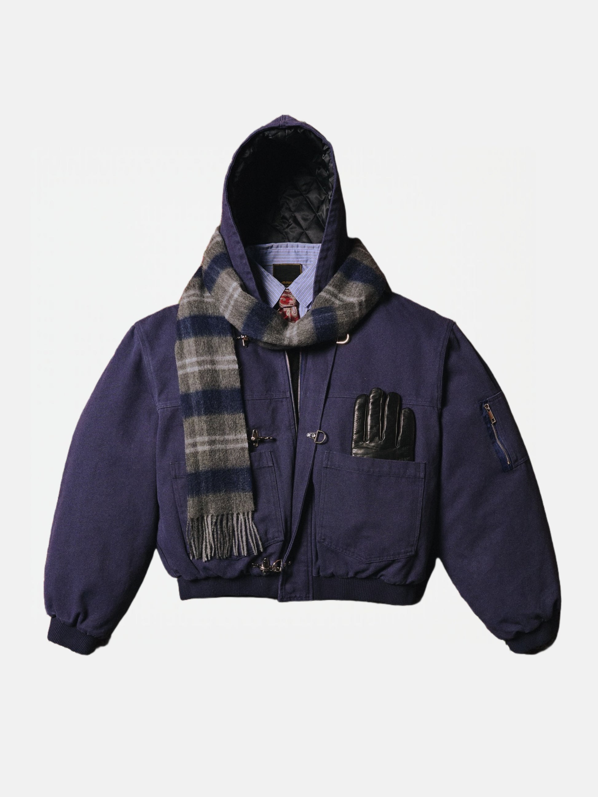 15OZ INDIGO CANVAS CLASP BOMBER JACKET
