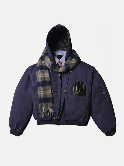 15OZ INDIGO CANVAS CLASP BOMBER JACKET