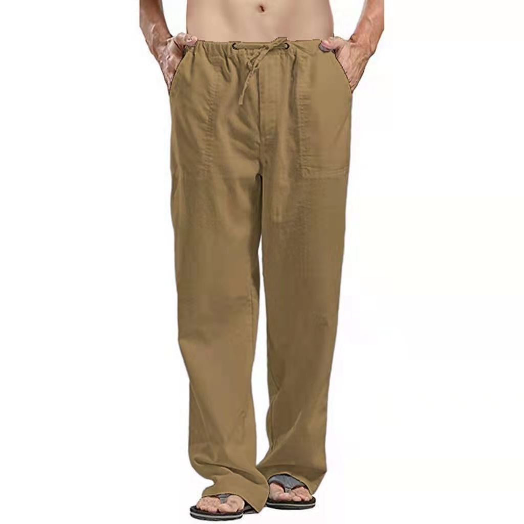 COOFANDY New York Fashion Week Linen Yoga Elastic Beach Vacation Pants Cotton Fabric Bottom Breathable Drawstring Light Loose Comfort Fit Adjustable Summer Trouser