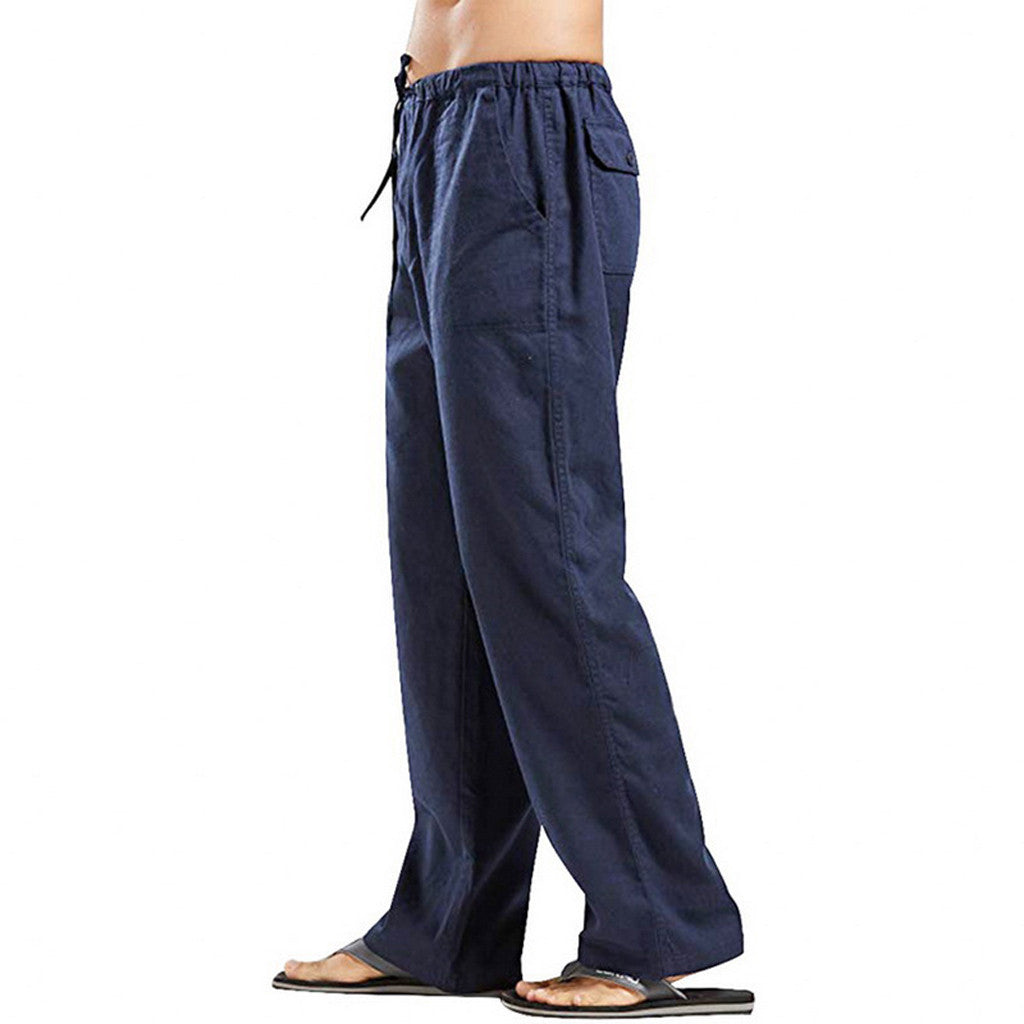 COOFANDY New York Fashion Week Linen Yoga Elastic Beach Vacation Pants Cotton Fabric Bottom Breathable Drawstring Light Loose Comfort Fit Adjustable Summer Trouser