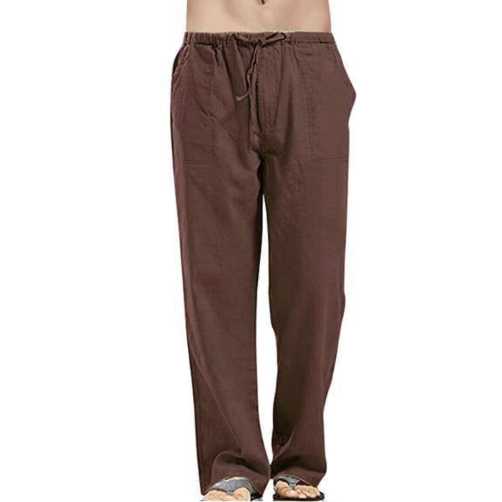 COOFANDY New York Fashion Week Linen Yoga Elastic Beach Vacation Pants Cotton Fabric Bottom Breathable Drawstring Light Loose Comfort Fit Adjustable Summer Trouser