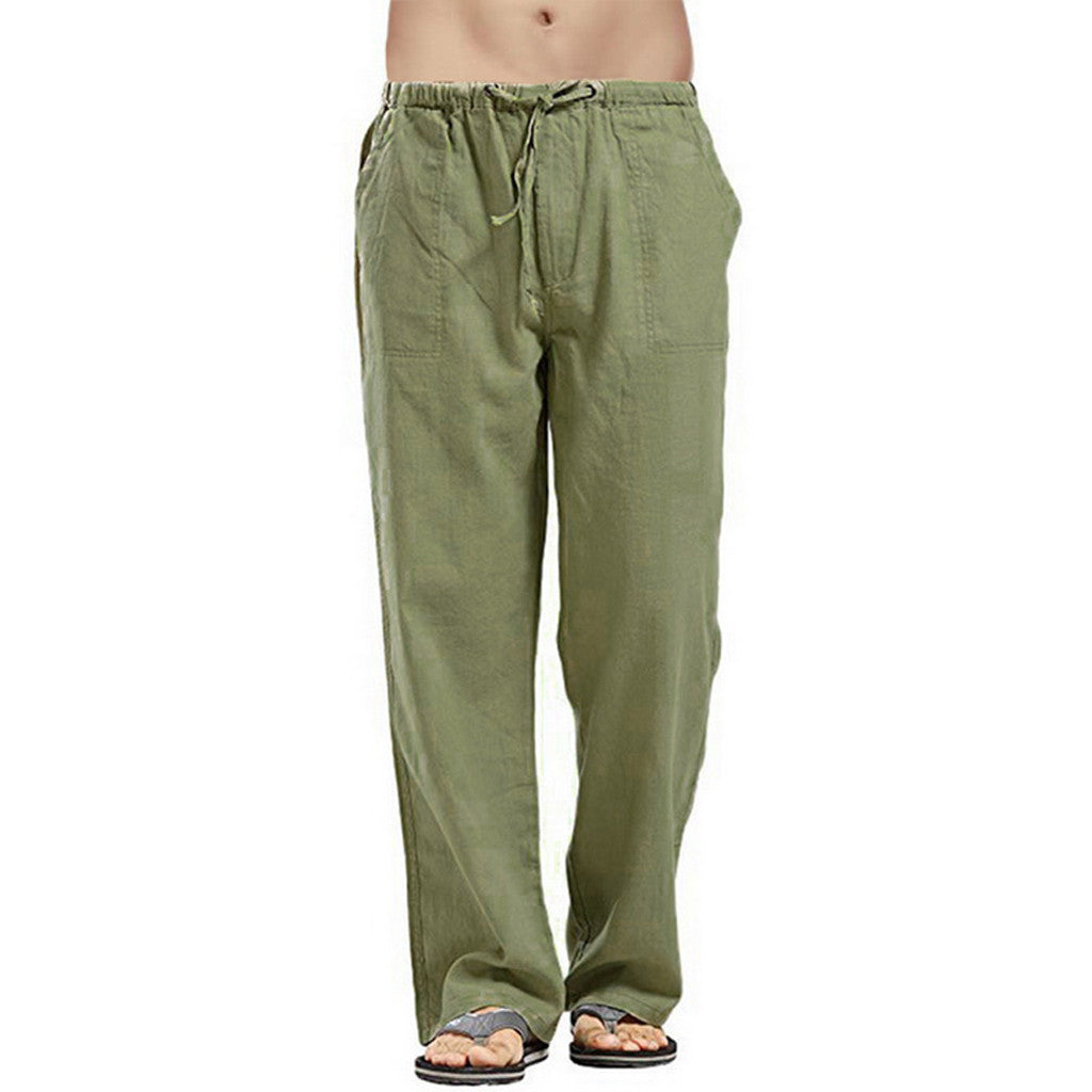 COOFANDY New York Fashion Week Linen Yoga Elastic Beach Vacation Pants Cotton Fabric Bottom Breathable Drawstring Light Loose Comfort Fit Adjustable Summer Trouser