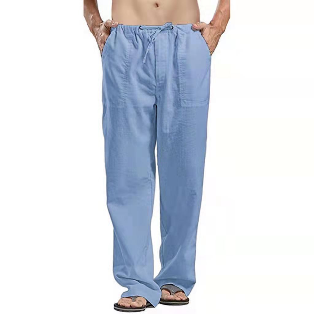 COOFANDY New York Fashion Week Linen Yoga Elastic Beach Vacation Pants Cotton Fabric Bottom Breathable Drawstring Light Loose Comfort Fit Adjustable Summer Trouser