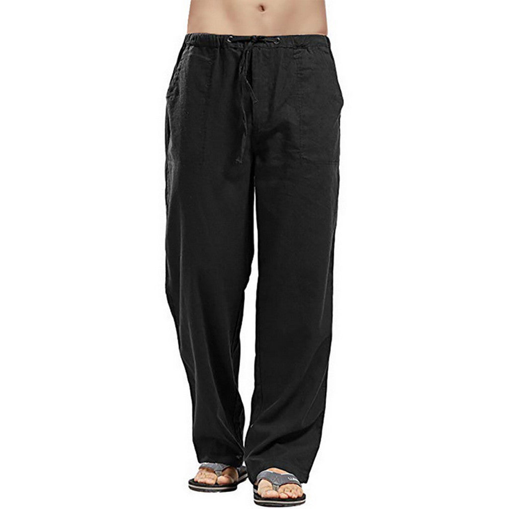 COOFANDY New York Fashion Week Linen Yoga Elastic Beach Vacation Pants Cotton Fabric Bottom Breathable Drawstring Light Loose Comfort Fit Adjustable Summer Trouser