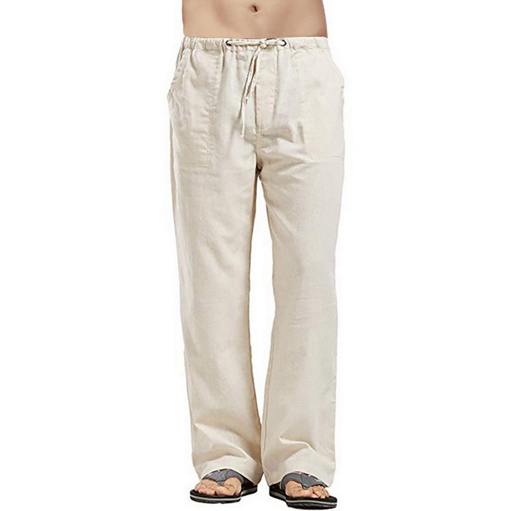 COOFANDY New York Fashion Week Linen Yoga Elastic Beach Vacation Pants Cotton Fabric Bottom Breathable Drawstring Light Loose Comfort Fit Adjustable Summer Trouser