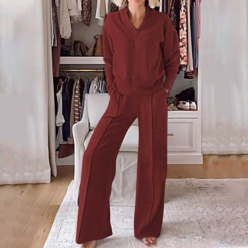Stylish V-Neck Two-Piece Set
