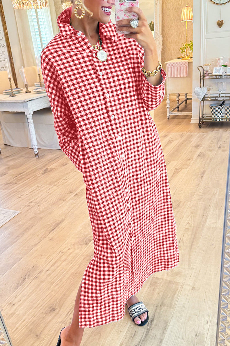 Gingham Seersucker Maxi Dress