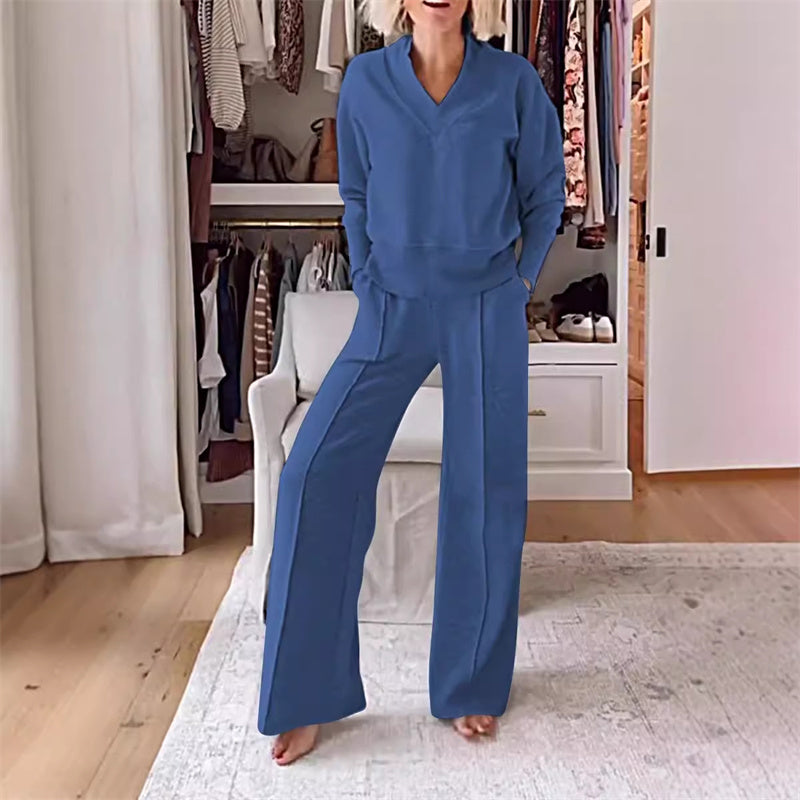 Stylish V-Neck Two-Piece Set