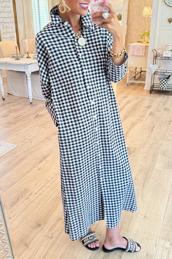 Gingham Seersucker Maxi Dress