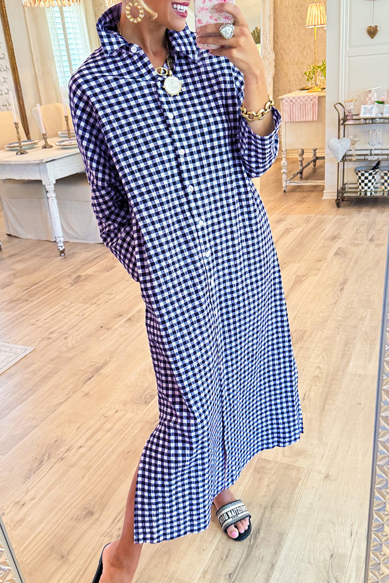 Gingham Seersucker Maxi Dress