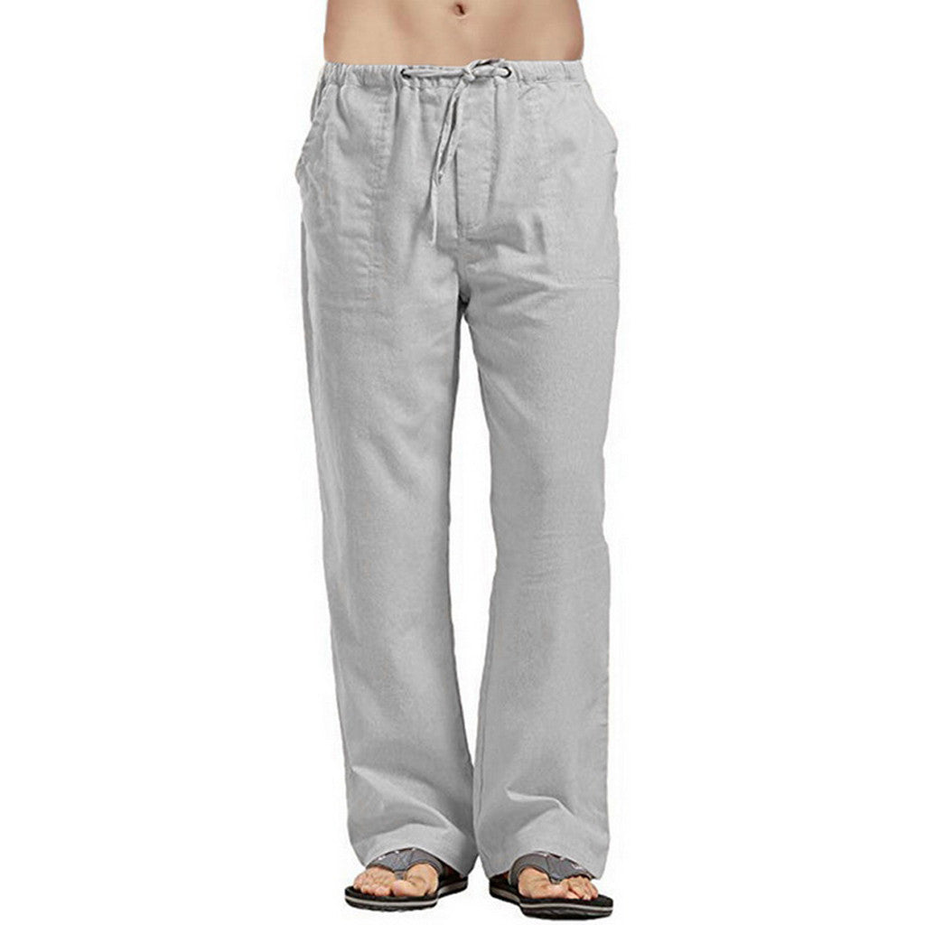 COOFANDY New York Fashion Week Linen Yoga Elastic Beach Vacation Pants Cotton Fabric Bottom Breathable Drawstring Light Loose Comfort Fit Adjustable Summer Trouser