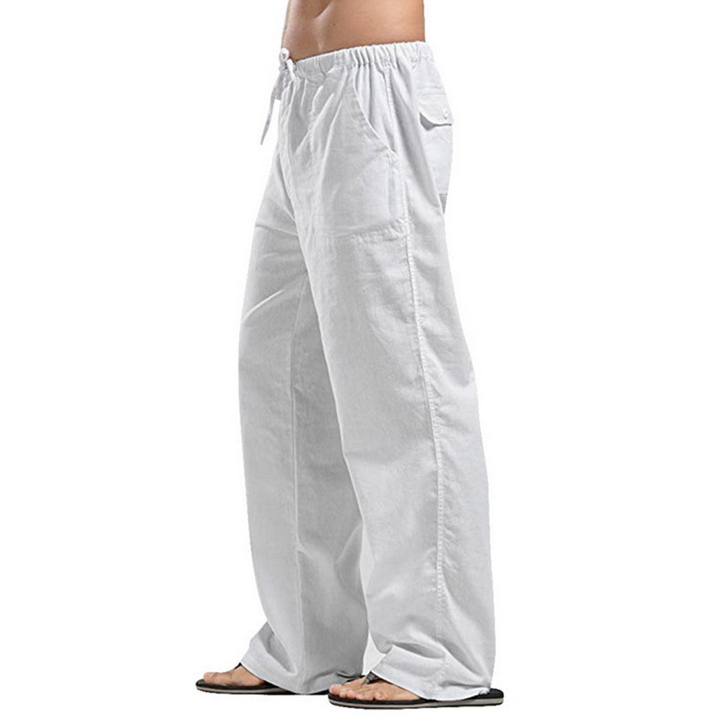COOFANDY New York Fashion Week Linen Yoga Elastic Beach Vacation Pants Cotton Fabric Bottom Breathable Drawstring Light Loose Comfort Fit Adjustable Summer Trouser