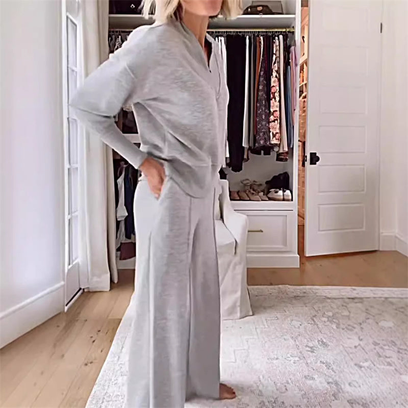 Stylish V-Neck Two-Piece Set